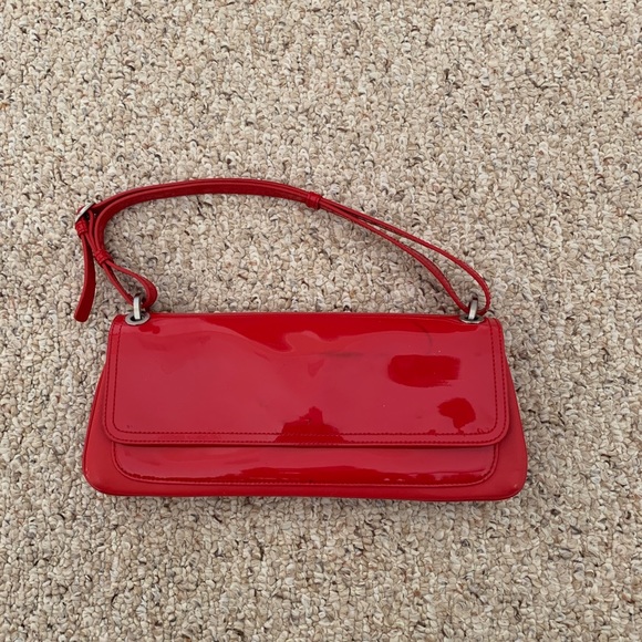 Ann Taylor Red Baguette Handbag - Picture 1 of 5